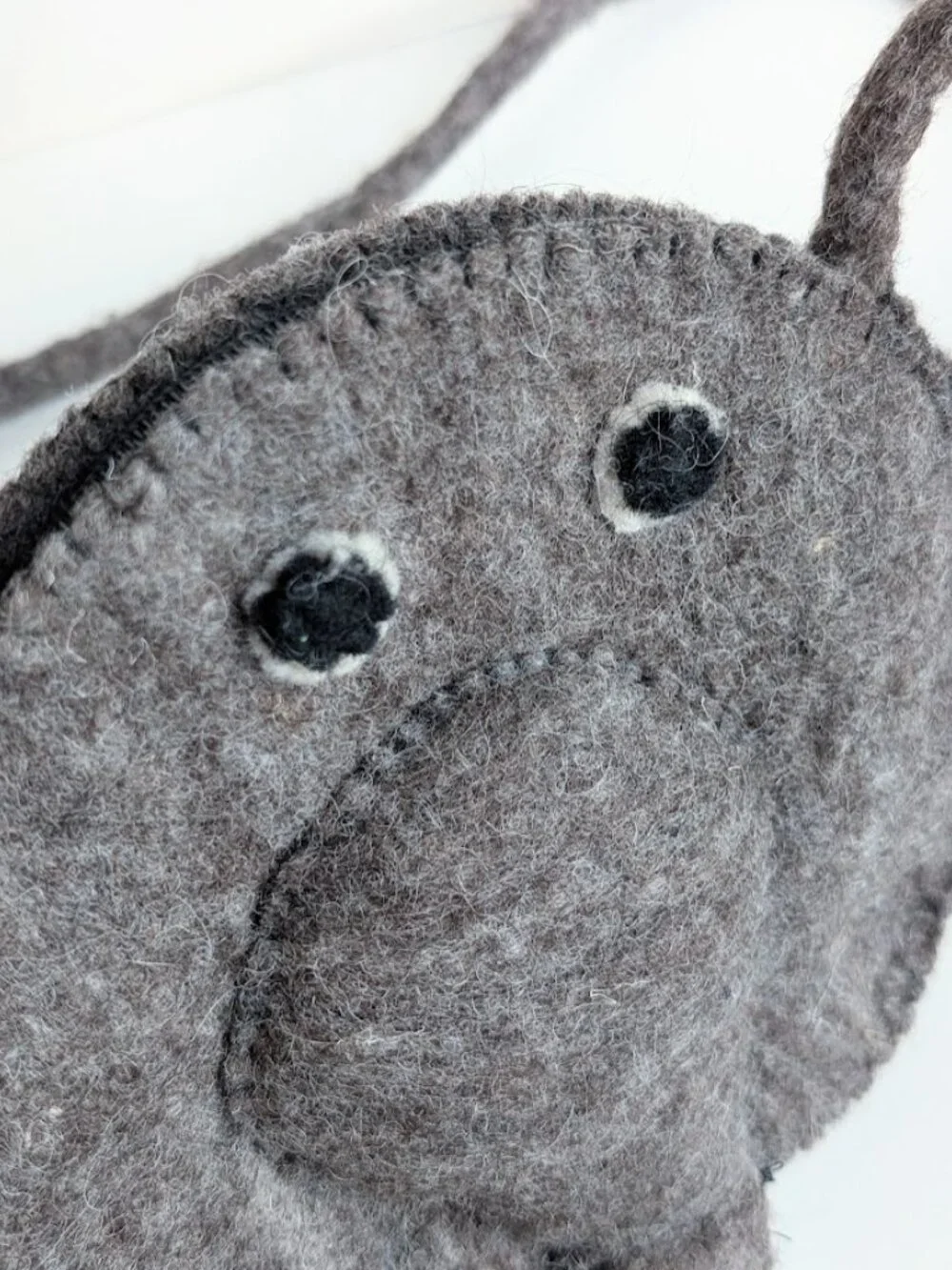 Handmade Brown Elephant Felt Crossbody Shoulder Bag Purse